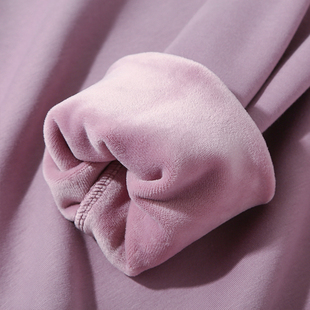 超柔银狐绒！600g重磅加绒加厚宽松圆领香芋紫卫衣男女冬装打底衫