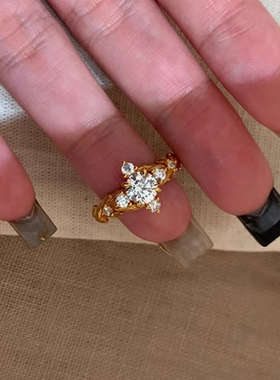 新款小红书爆款中古月桂叶戒指轻奢小众高级感高颜值开口戒指配饰