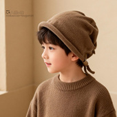 秋冬韩版 可调节针织堆堆帽柔软舒适护耳帽潮款 儿童毛线帽时尚 个性