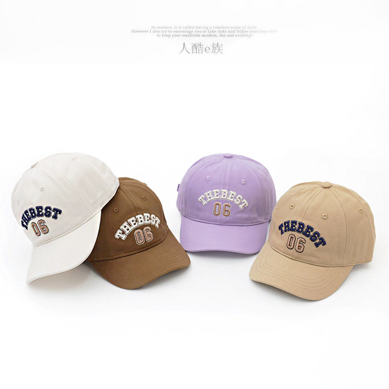 人酷E族春秋韩版儿童帽子简约刺绣字母遮阳小孩棒球帽男女童户外