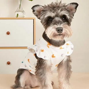 博美新品背心猫星人法斗可爱夏季花朵衣服狗狗小兔子印花巴哥飞袖