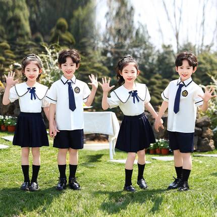 英伦风幼儿园演出服装小学生校服夏装儿童毕业照套装男女童合唱