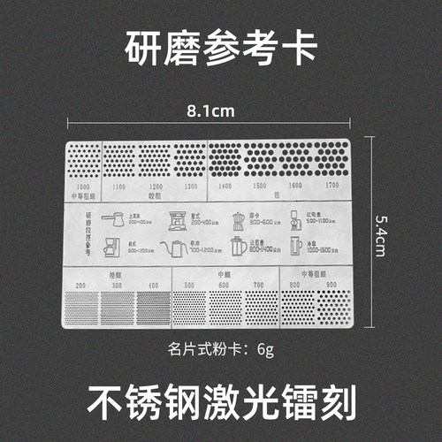不锈钢咖啡粉研磨粗细参考卡