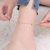 潮性感钛钢玫瑰金脚踝链高级感不掉色 星星月亮脚链女2024年新款