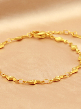 金色复古手链女生款钛钢姐妹链