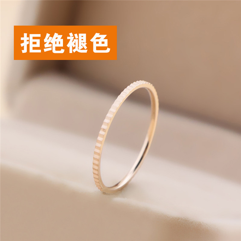 日韩齿轮戒指女时尚个性韩版网红钛钢玫瑰金小指食指环尾戒不掉色