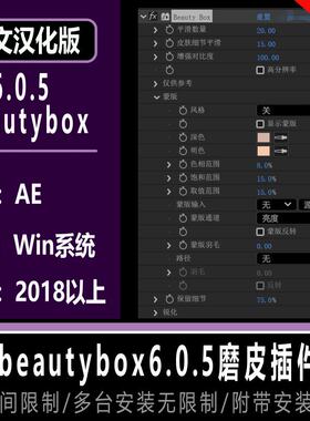 磨皮插件beautybox6.0.5 AE磨皮插件 中文汉化 美容美颜美白 win