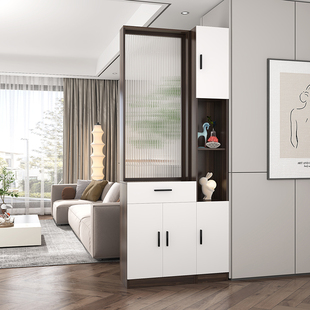 高档长虹玻璃屏风实木置物架客厅正对入户门的隔断带柜子玄关柜