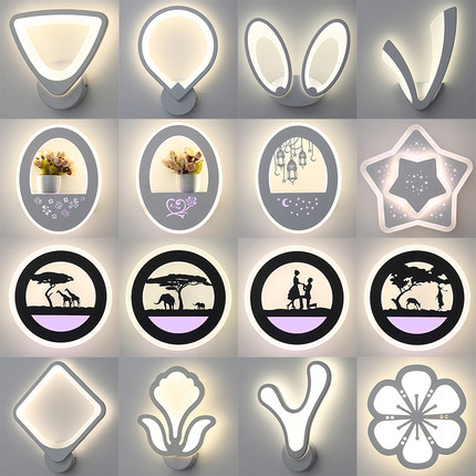 简约后现代床头灯创意卧室客厅北欧LED亚克力超亮过道背景墙壁灯