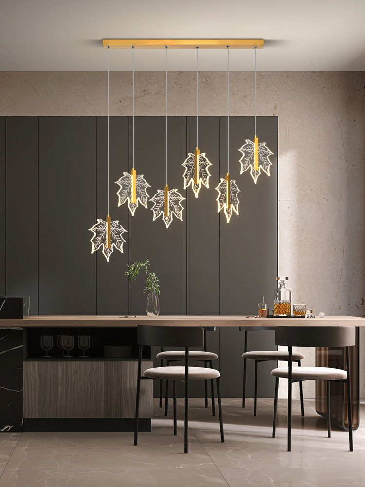 新款枫叶餐厅灯吊灯现代简约3头5头个性艺术饭桌灯卧室吧台楼梯灯