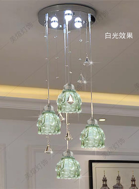 2026四头水晶吊灯餐厅灯墨绿色