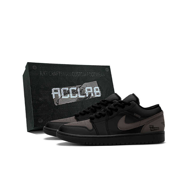 正品【定制球鞋】Nike耐克男鞋Air Jordan1 熔岩黑巧 AJ1板鞋女鞋