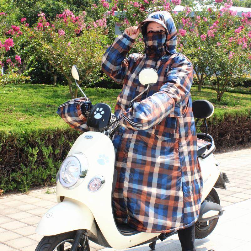 电动车防风衣冬防寒保暖男骑行护膝摩托加厚棉服女防雨连体挡风被