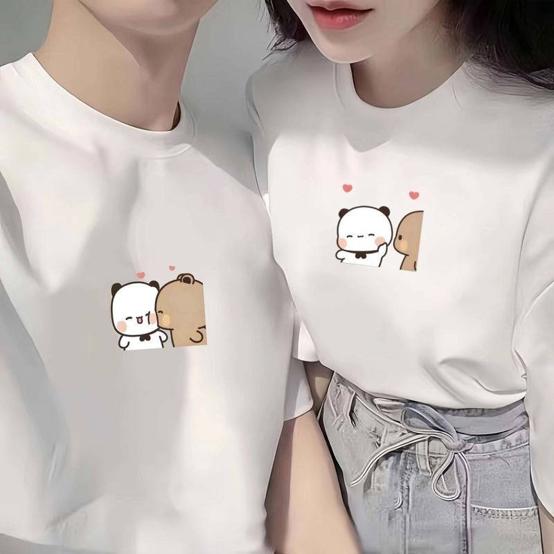 一二布布情侣睡衣短袖小熊猫卡通Q版周边t桖男女情侣装上衣服装体