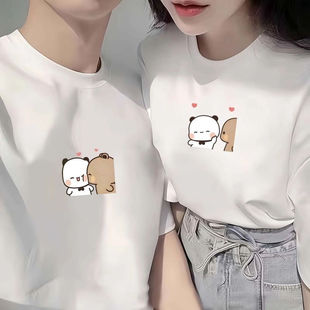 一二布布情侣睡衣短袖小熊猫卡通Q版周边t桖男女情侣装上衣服装体