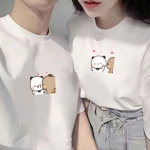 一二布布情侣睡衣短袖小熊猫卡通Q版周边t桖男女情侣装上衣服装体
