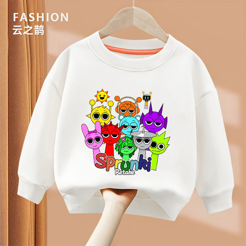 节奏盒子圆领卫衣打底套头音乐盒子卡通上衣秋冬男童女童长袖