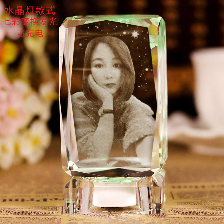 맞춤형 웨딩 사진 DIY 비 변색 크리스탈 조각 된 빛나는 장식품 국경 공급 크리 에이 티브 어린이 생일 선물