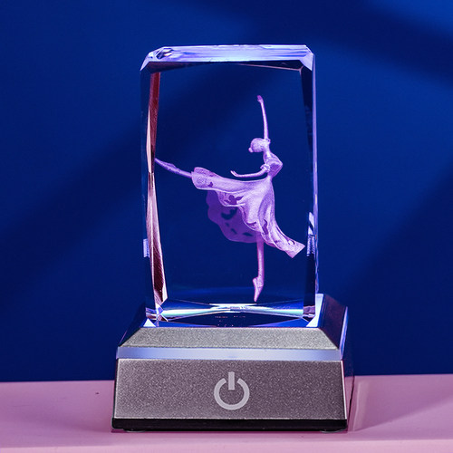 K9水晶发光简约卧室摆件3D内雕