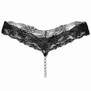 性感内裤女士蕾丝内裤低腰丁字裤女带珠子纯欲勒阴免脱t字裤头