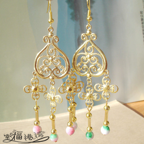 金色中式耳环古风复古气质女耳夹