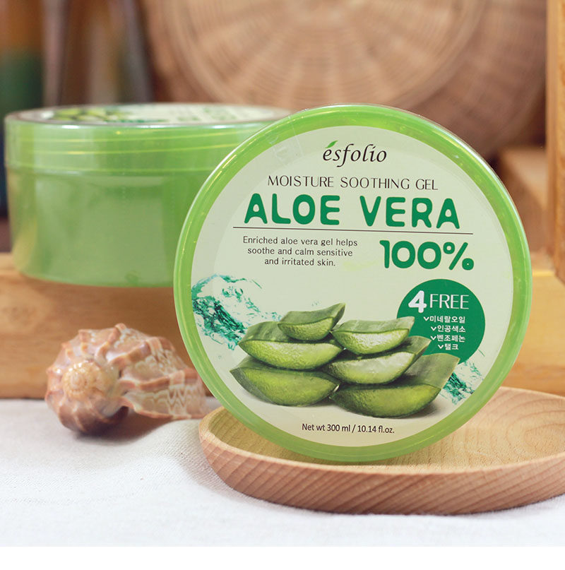esfolio韩国100%芦荟胶aloe vera抗痘补水睡眠免洗面膜晒后修复露