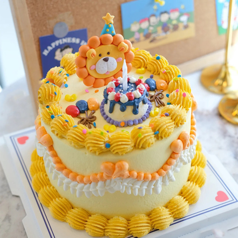 网红浪漫蛋糕装饰摆件插件小狮子马戏团小丑大丑红鼻子蜡烛狮子座