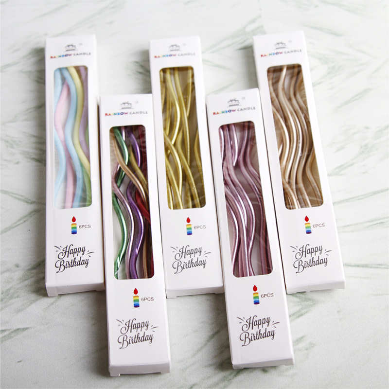 包郵扭花旋轉曲線彩虹浪漫蠟燭