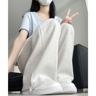 鑫鑫同学运动裤女春夏新款宽松休闲显瘦直筒阔腿裤小个子高腰卫裤