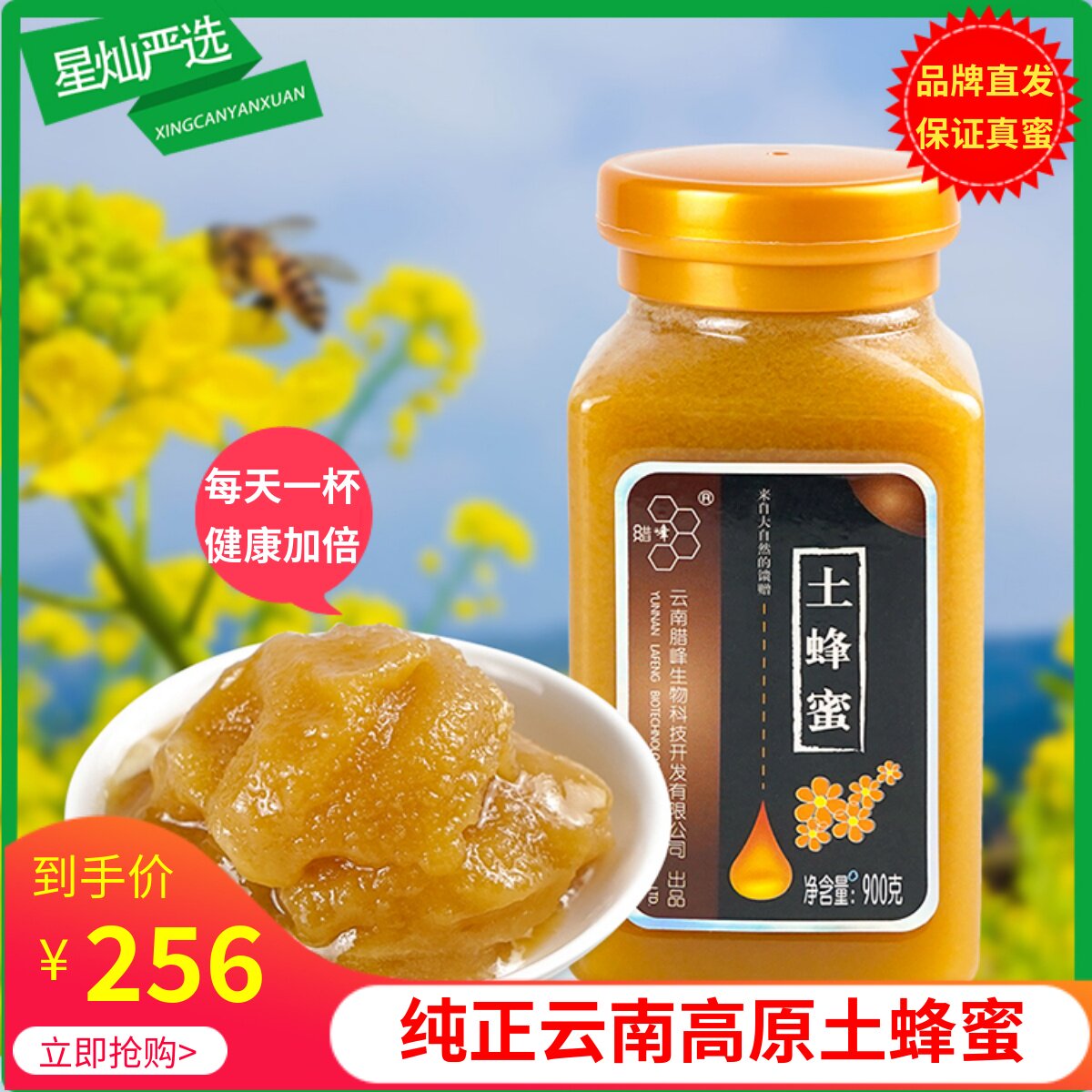 云南纯正天然高原土蜂蜜孕妇儿童农家自产深山野百花无添加蜜900g