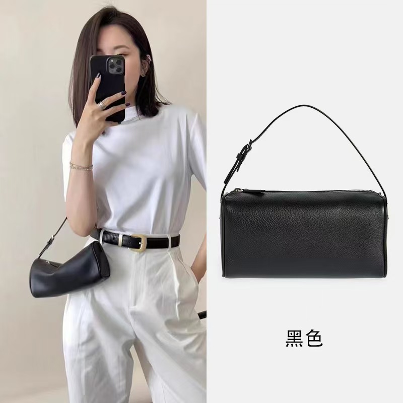 头层牛皮圆筒包女包迷你