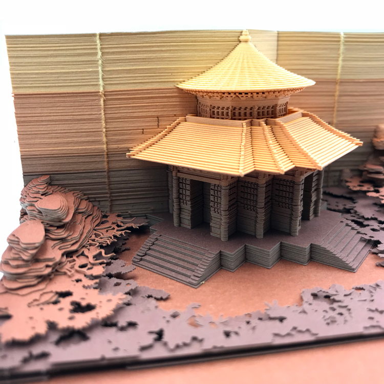 创意网红便签纸中国风长城故宫角楼太和殿3d立体纸雕模型建筑便签