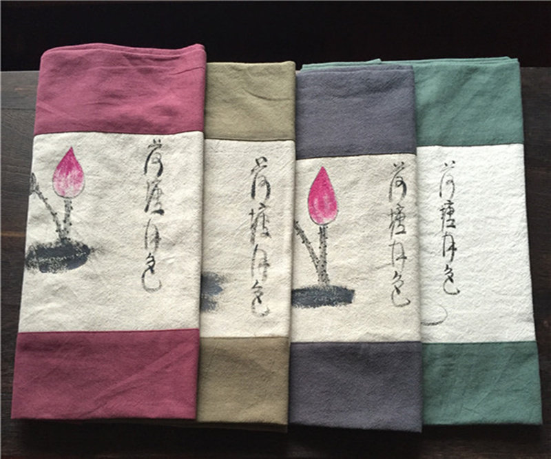 ◤弦冰阁◢高档新款麻布纯手工彩绘古琴桌旗桌布 古琴盖布防尘罩