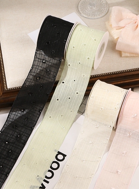 镂空绣花格子雪纺织带花束资材礼盒包装丝带DIY发饰发夹纱带辅料
