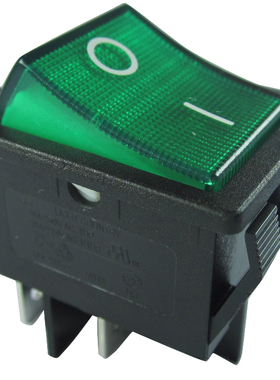 进口R5船形电源开关绿色灯按键2档220V16A亮群翘板触动25*32MMO一