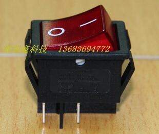R5红色带12V灯黑边直流大船型电源开关台湾亮群20A四脚双路两档