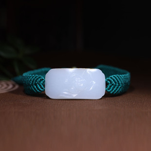 玉秀新疆和田玉清莲莲花手牌男女手环苏工籽料雕刻羊脂定制带证书