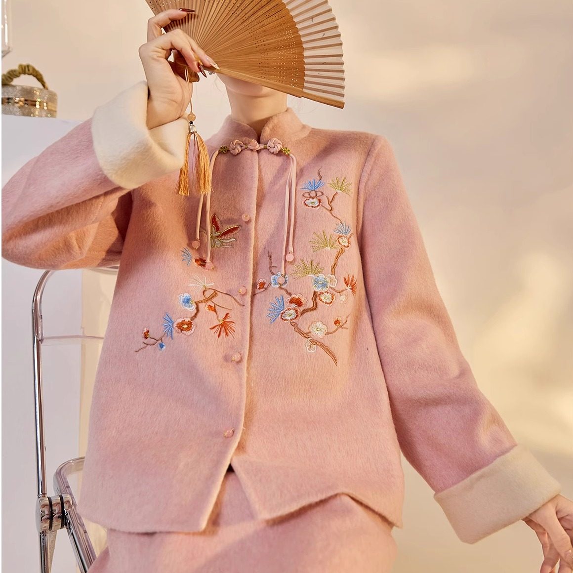 新中式毛呢套装羊毛两件套两面穿外套女双面冬加厚2025新款,女装/女士精品,时尚套装,淘宝优惠券,粉丝福利购,淘宝优惠卷