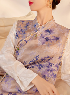 新中式立领袖端庄大气新款轻奢复古气质宽松马甲 ZX款M8035