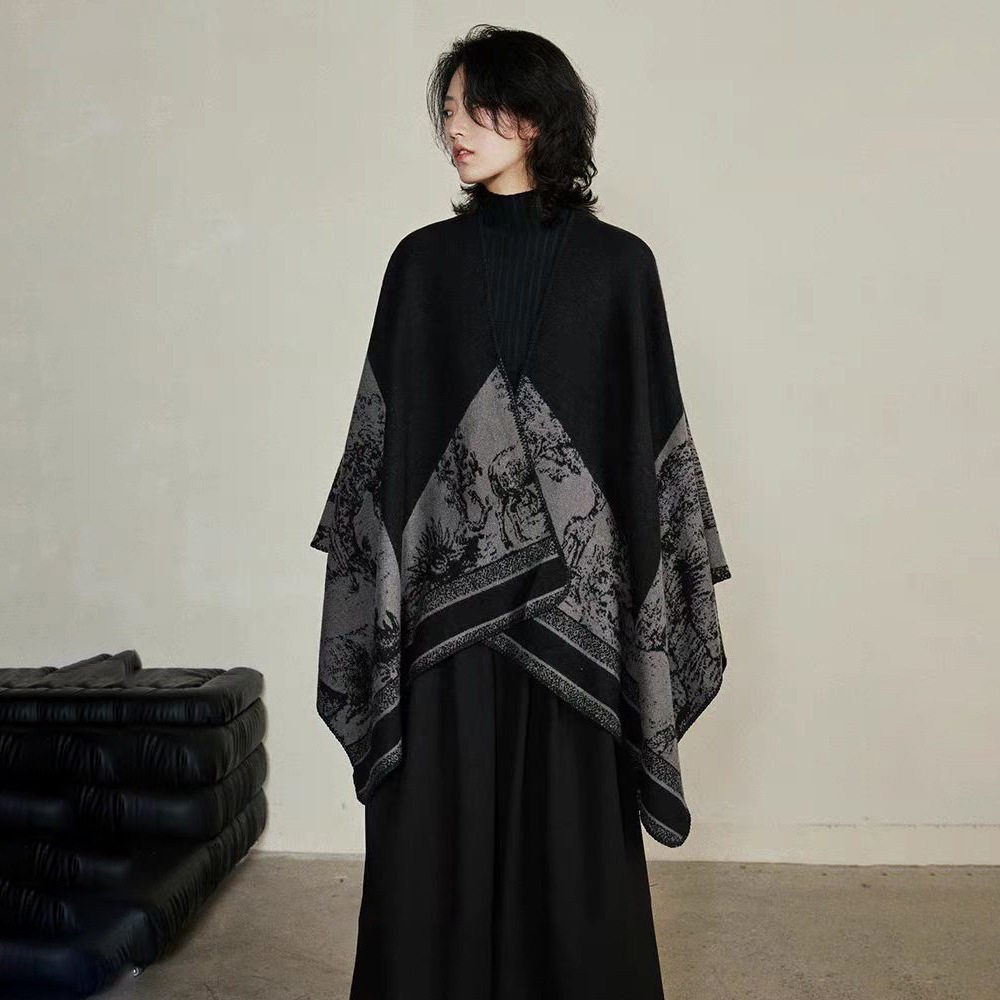 江南水乡文艺针织披肩斗篷