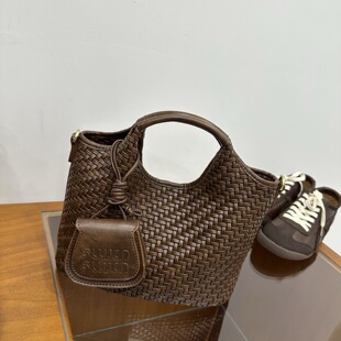 手工编织包菜篮子包女高级感小众手提包复古单肩斜挎水桶包潮 新款