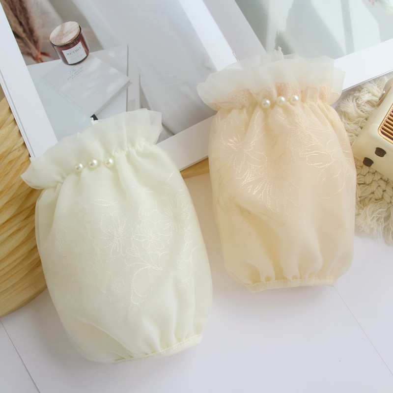 白色蕾丝袖套女成人上班办公学习羽绒服袖口防脏护袖秋冬短款套袖