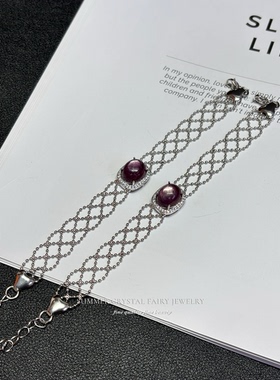 天然锂云母手链设计款紫色水晶手串单圈水晶手串蕾丝款女生礼物