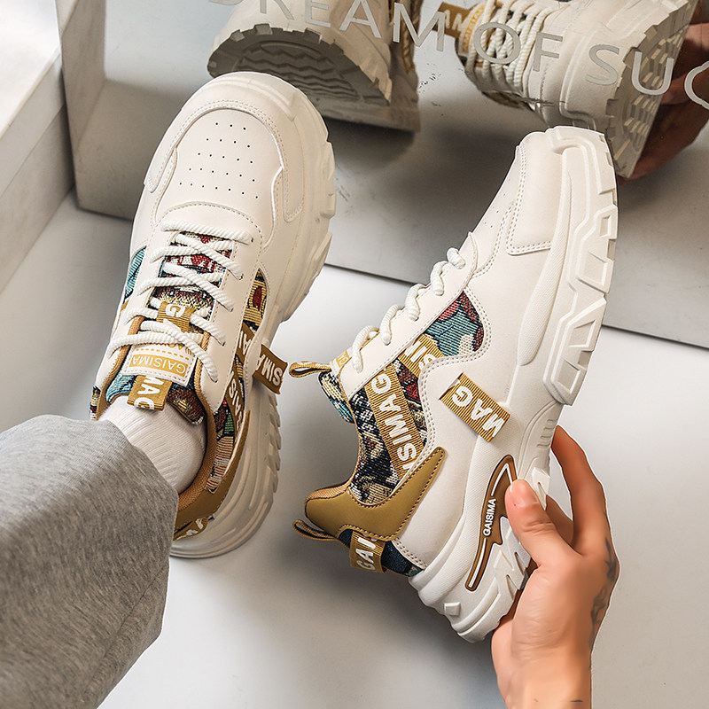 网红爆款男鞋2026新款春季百搭休闲潮鞋青少年跑步运动增高老爹鞋