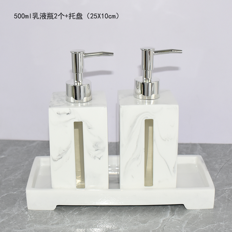 欧式洗手液瓶子可视款洗发露护发素瓶子沐浴露仿大理石纹理按压瓶