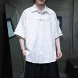 2025夏季风冰丝短袖衬衫提花唐装中式大码汉服男A118-C28P65，男装T恤，电商A118