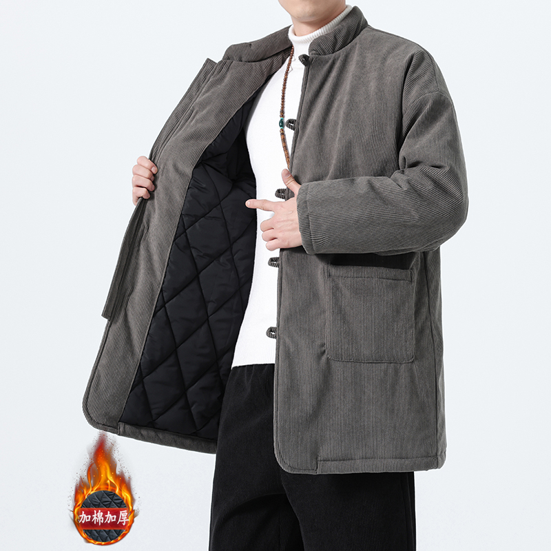 冬季风唐装灯芯绒棉衣保暖大码男士立领外套A118-MY6609P165，男装棉衣，电商A118