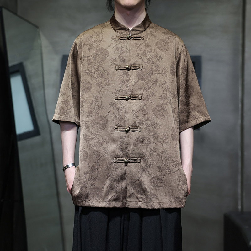 夏季风大码男装冰丝短袖衬衫中式复古唐装汉服男A118-C20P65图片
