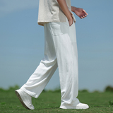 春夏风男装亚麻新中式大码宽松复古垂感直筒裤A118-K901P65，男装休闲裤，电商A118