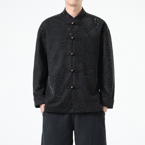 秋季风男装新中式复古夹克唐装汉服豹纹外套A118-A8816P120图片